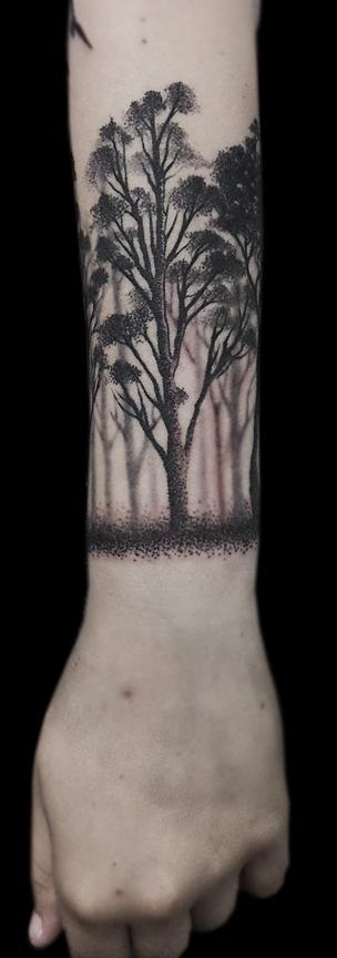 Arm Dotwork Tree Tattoo by Ottorino dAmbra