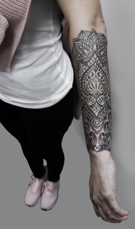 tattoos/ - bongo style dotwork linework indian traditional tattoo - 126342