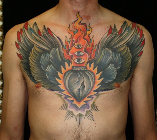 Cool Tattoo Of Fire Red Bird Tattoo Mens Chest  Phoenix tattoo design  Phoenix tattoo Tattoos for guys