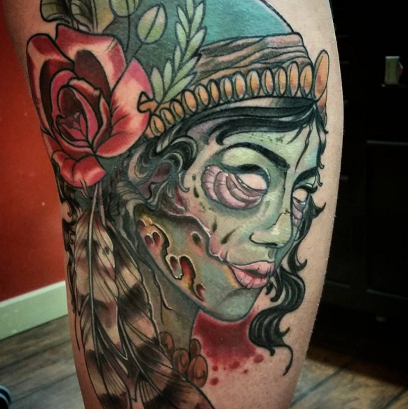 zombie gypsy head tattoo