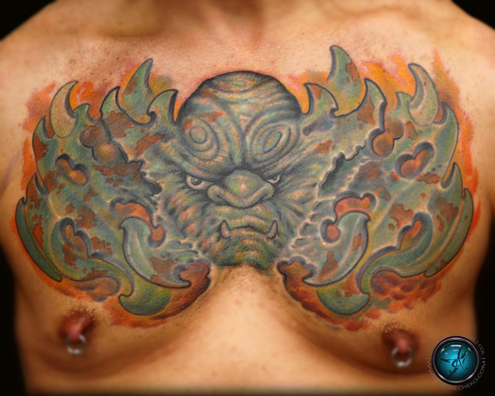 colorful chest tattoos designs