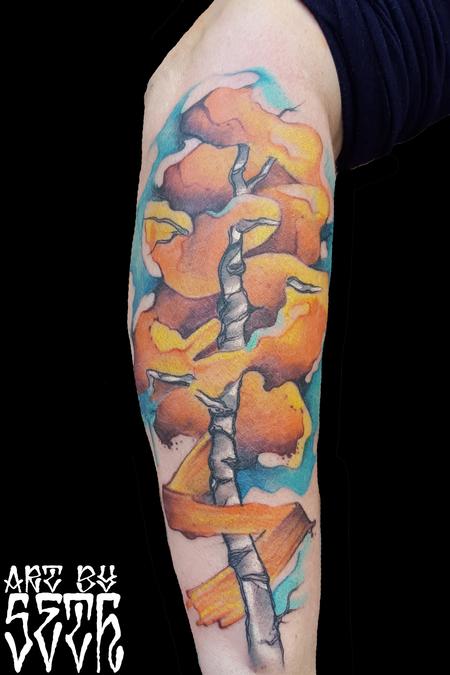 Tree tattoo aac dovme watercolor abstract ar by mertkanongun on DeviantArt
