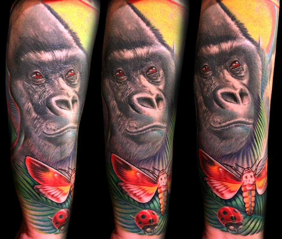 Finally started my sleeve Blu Gorilla Tattoo SC by Christina Rodino  r tattoos