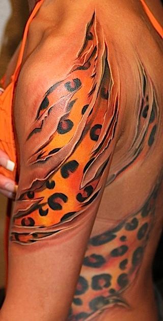 colored cheetah print tattoos