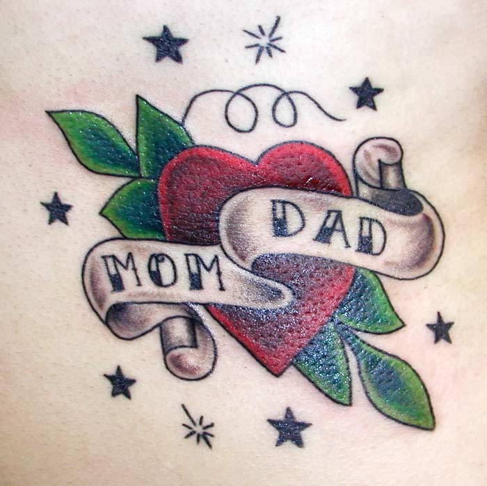 mom and dad written tattoos