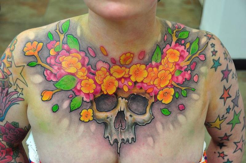 flower chest tattoos