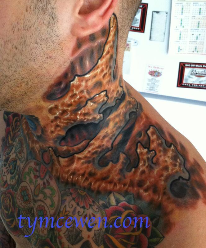 Biomechanical Neck Bone Tattoo by Fatink Tattoo