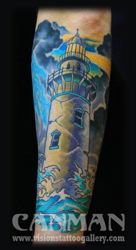 Chronic Ink Tattoo - Toronto Tattoo Lighthouse tattoo done by guest artist  Edgar. | Lighthouse tattoo, Cloud tattoo, Ink tattoo