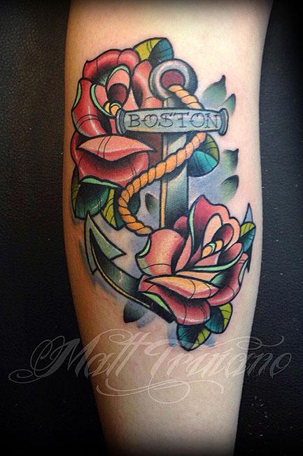 anchor tattoos with roses