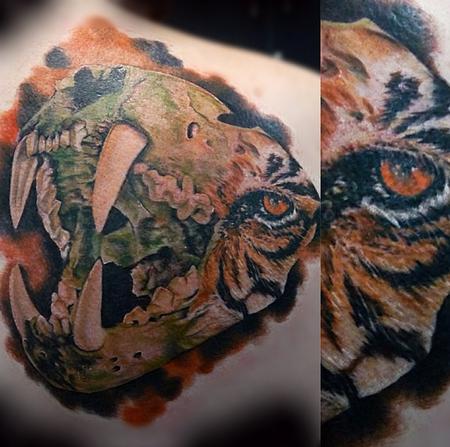 Tiger Head & Human Skull #1 | Skull tattoo design, Tiger tattoo design,  Japanese tattoo art