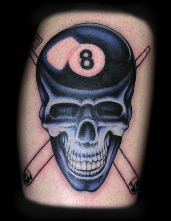 Sticker billiards ball in flames tattoo black and white - PIXERS.US