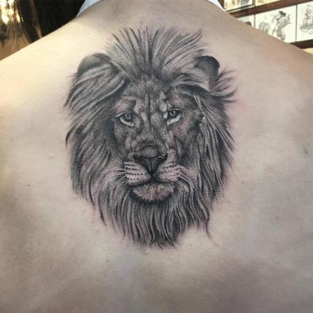 tattoos/ - Black and Grey Lion Portrait - 129057
