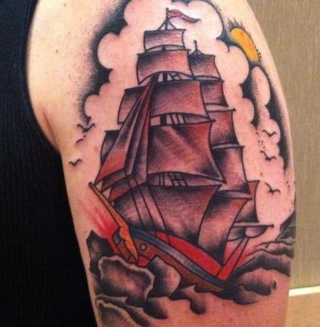 Traditional Ship Tattoo Flash Print - Etsy