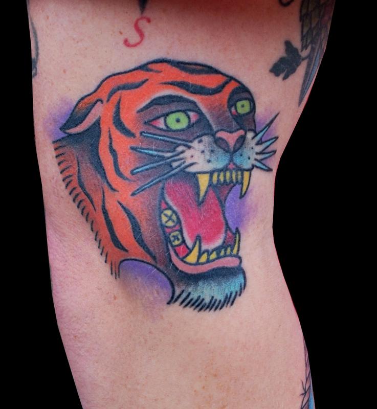 american traditional tiger tattoo