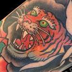 Tattoos - Tiger, Rose Traditional Tattoo - 109836