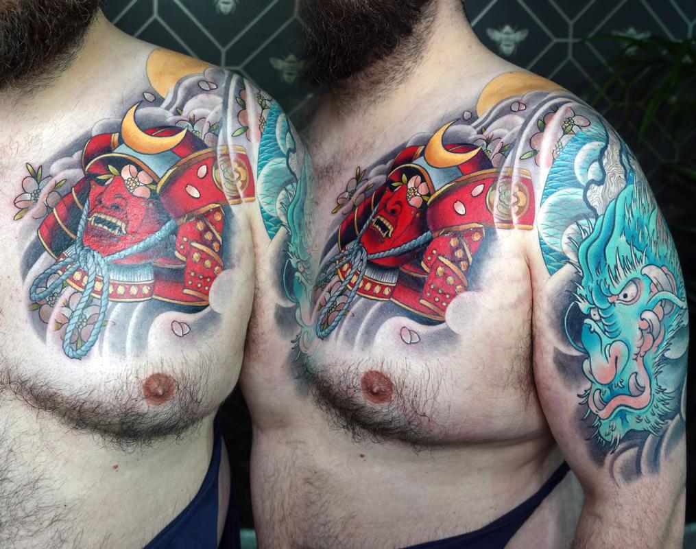 Traditional Japanese Samurai Half Sleeve tattoo by Scott Cooksey  Half  sleeve tattoo Sleeve tattoos Star tattoos