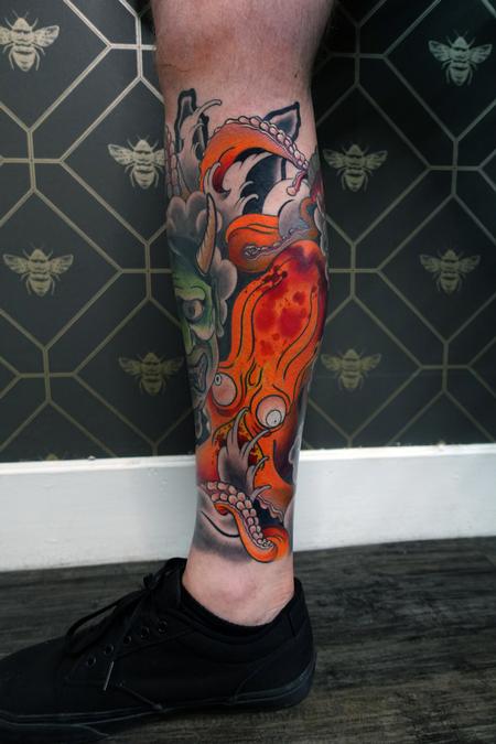 Japanese Calf Tattoo - Traditional and Artistic