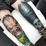 Tattoos - Alien and Predtaor Calf Tattoos - 131891