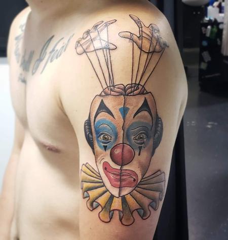 tattoos/ - Neotraditional Half masked clown tattoo - 142019