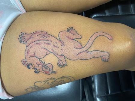 tattoos/ - Pink Panther in Black Panther stance - 142000
