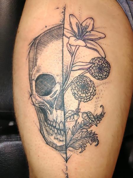 tattoos/ - Skull flowers - 143729