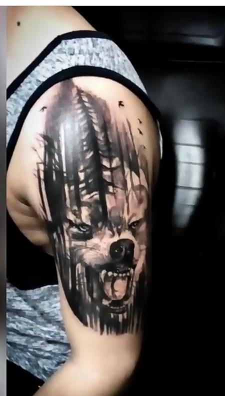 tattoos/ - Wolf and trees - 138465