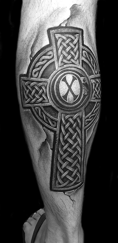 Celtic Warrior Leg Tattoo  LuckyFish Inc and Tattoo Santa Barbara