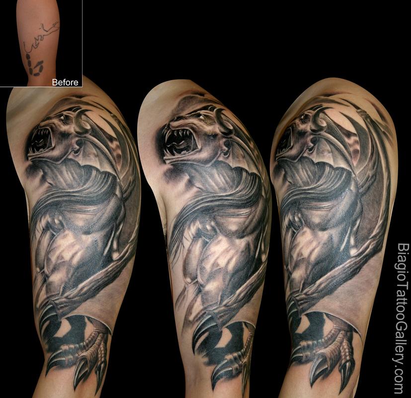 gargoyle tattoo leg