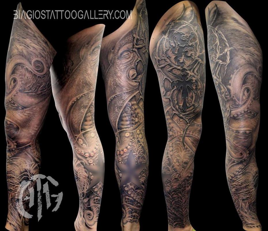Ocean Tattoo On Leg  Tattoo Designs Tattoo Pictures