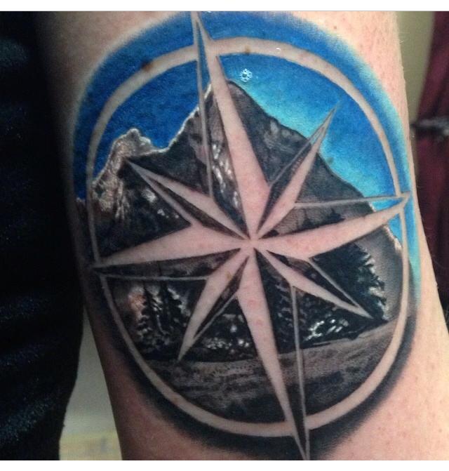 Mountains Forest Compass Tattoo  Tattoo Designs Tattoo Pictures