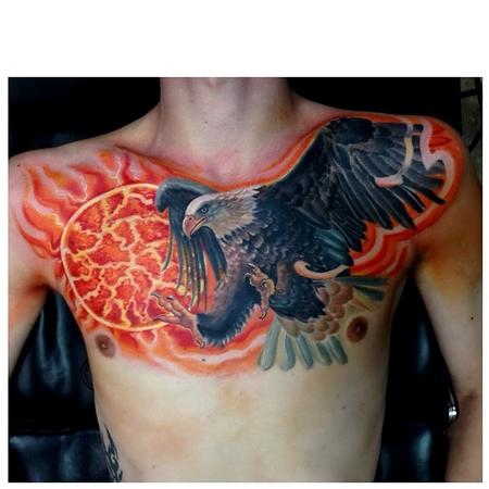 Eagle tattoo, sun