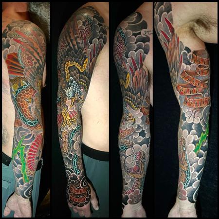 Panther Snake Geisha Skull Woman Wolf and Lotus Temporary Sleeve Tattoos|  WannaBeInk.com