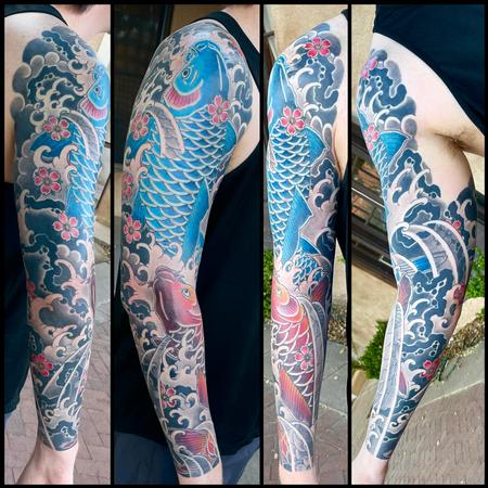 Double koi sleeve by Boston Rogoz: TattooNOW