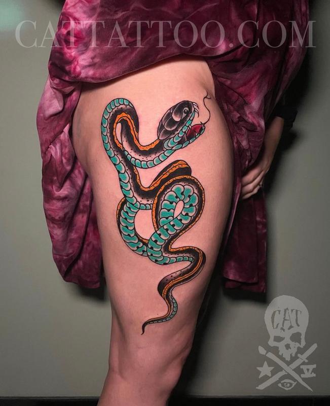 colorful snake tattoo