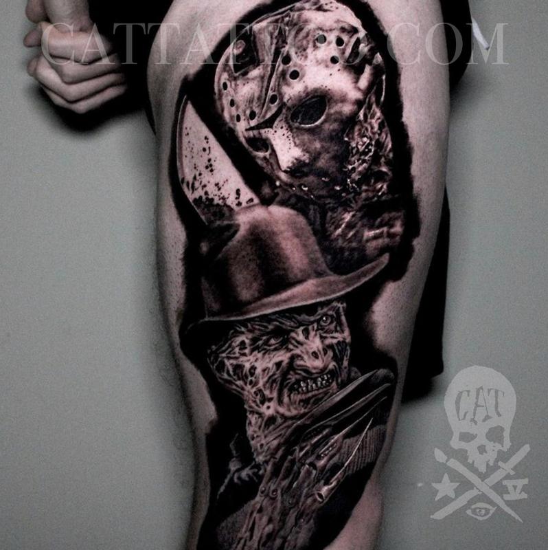 Tattoo uploaded by Kahlie Mezzacapa  Jason VS Freddy  Tattoodo