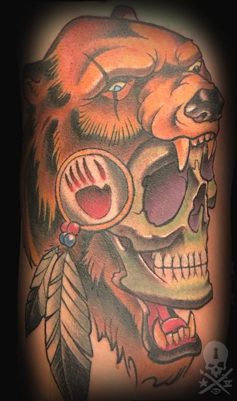 I got to do this fun bear skull today Thank you so much for your trust      tattoo tattoos ink inked art tattooartist tattooed  Matthew  Baker mbakerink on Instagram