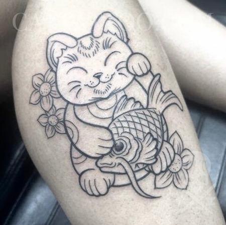 tattoos/ - Lucky Cat In-progress  - 144081