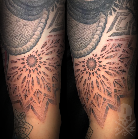 Freshly done dotwork space tattoo by Ant @ Minerva Lodge Tattoo Club in  Chester, UK : r/tattoos