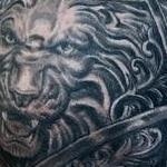 Prints-For-Sale - Black and Grey Lion Armor Tattoo - 139123