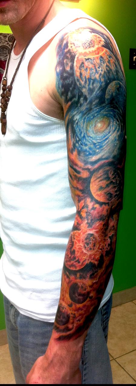 planets tattoo sleeve