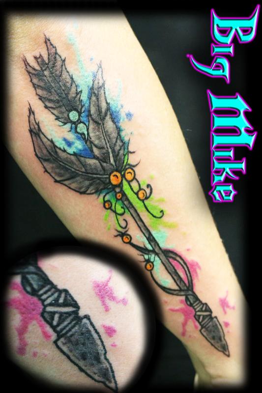 Tattoo tagged with: butterfly, arrow, feather, arm | inked-app.com