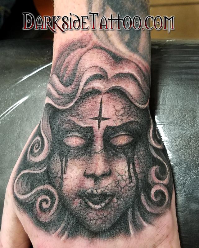 Darkside Tattoo  Did this satan tattoo today part of demonic