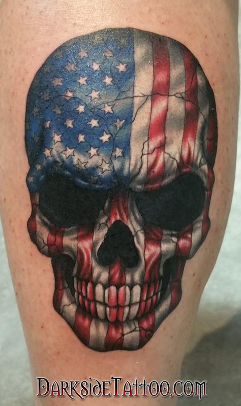 Skull American Flag Black and Grey Realistic tattoo by Steven Middleton  Tattoo City Lockport IL wwwtattoocityskinartcom  Black and grey  Tattoos Skull flag
