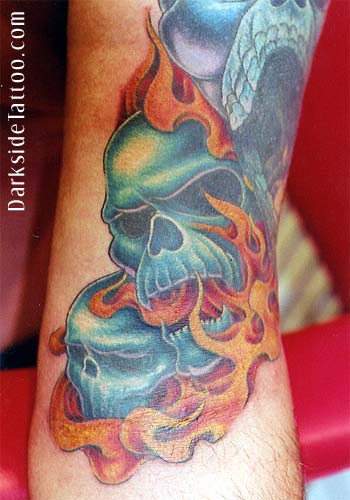 Tattoo uploaded by DarKerS  Skull in flames  Tattoodo