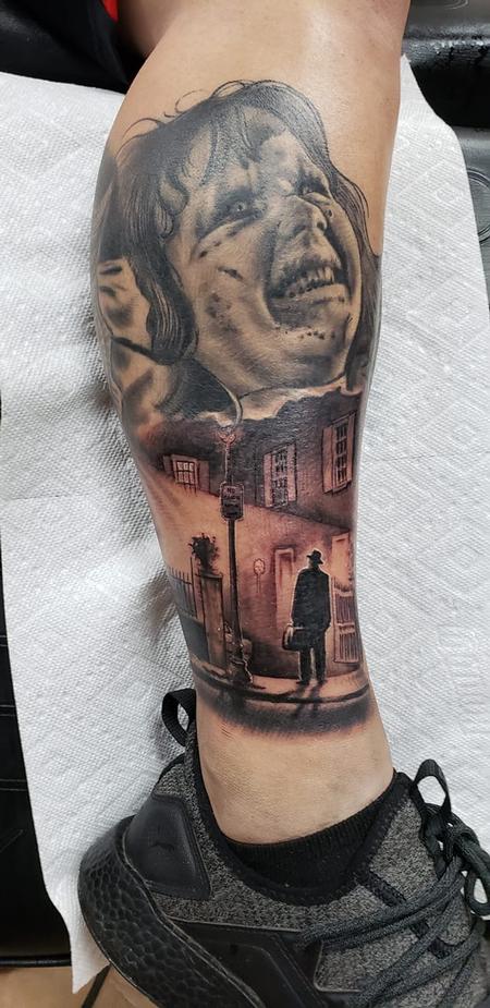 Art Junkies Tattoo Studio  Tattoos  Movie Horror Frankenstein  Black and  Grey Portrait Tattoo of Frankenstien