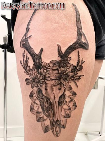 Venetian Tattoo Gathering : Tattoos : Flower : deer skull & floral