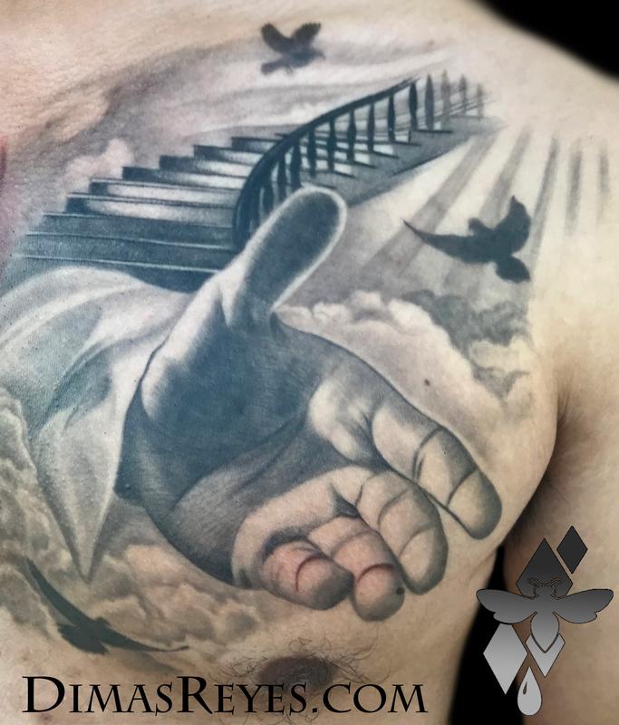 90 Heaven Tattoos For Men 2023  Stairway Gates Hell Designs