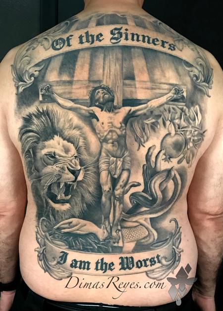 cross tattoos ideas with jesus and lion｜TikTok Search
