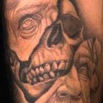 Tattoos - Black and Grey Skull Mythology Portrait Tattoo - 145839
