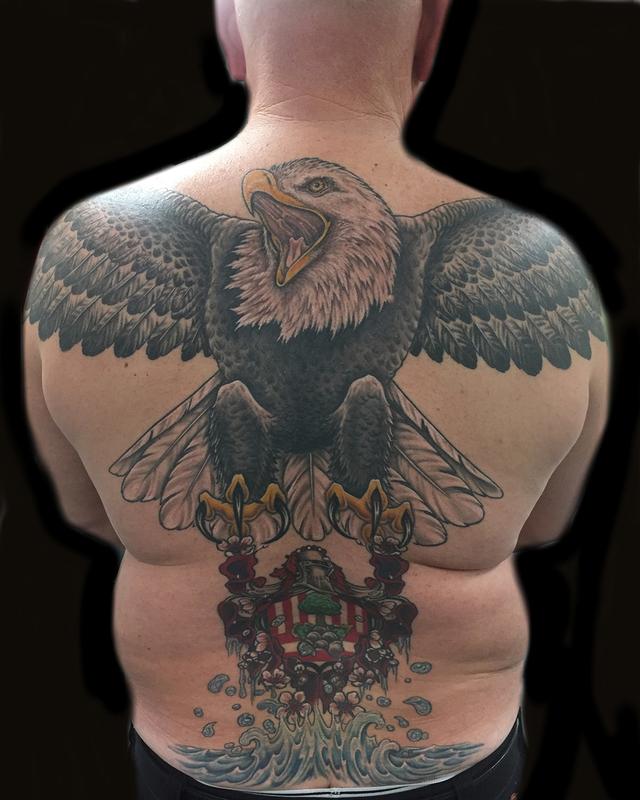 Eagle tattoo | Back of neck tattoo, Back tattoos for guys, Elbow tattoos